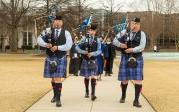 Old Dominion University's commencement exercises are filled with inspiration and moments of joy as the bagpipers walk across the seal on Kaufman Mall. Photo Chuck Thomas/ODU